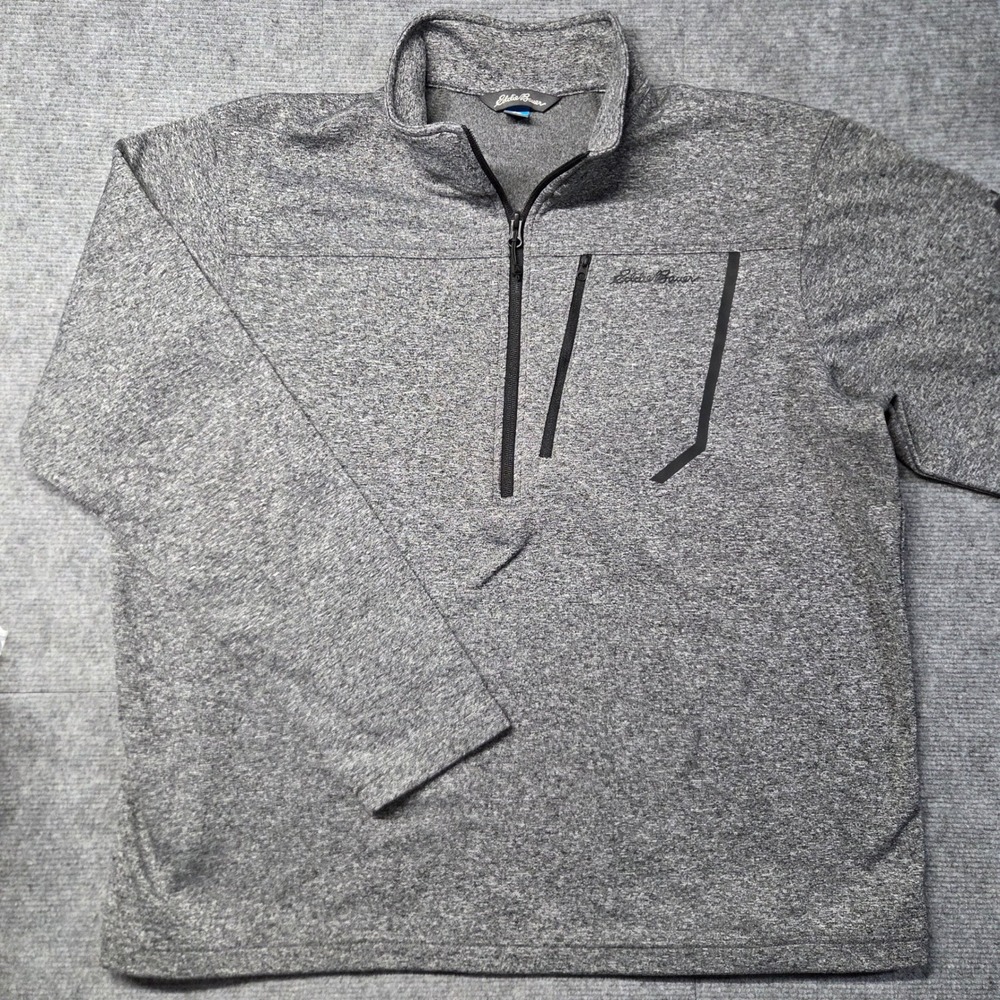 Eddie Bauer First Ascent Mens XL Gray Heather Quarter Zip Fleece Pullover Jacket